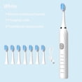 thumbnail image 3 of Cepillo de dientes eléctrico sónico con 5 modos, cargador USB, temporizador, cepillo de dientes recargable, limpieza profunda, cabezales de repuesto para adultos, 3 of 5