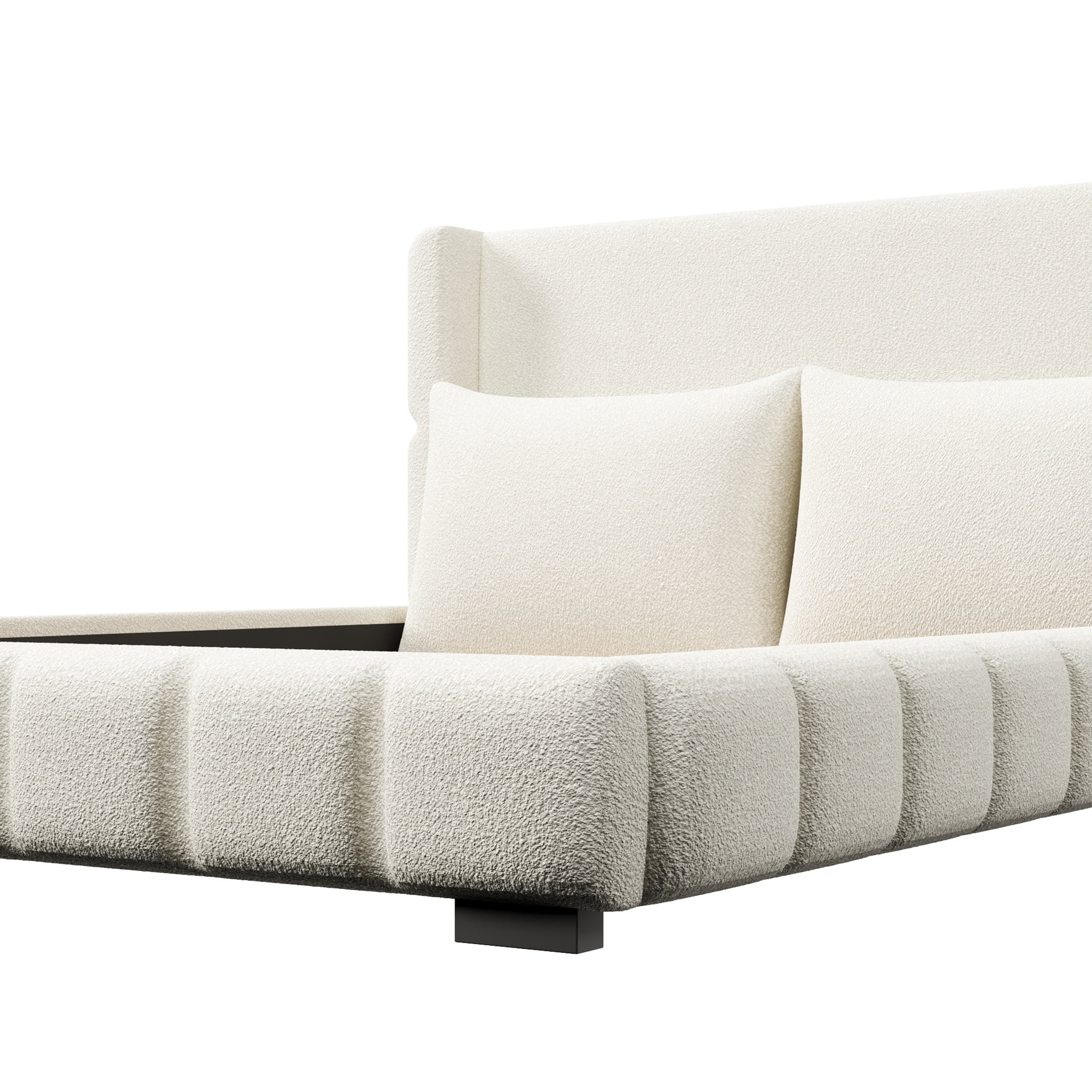 Noble House Rowena Queen Size Velvet Upholstered Platform Bed with Matching Pillows, Sturdy Wood Frame, White