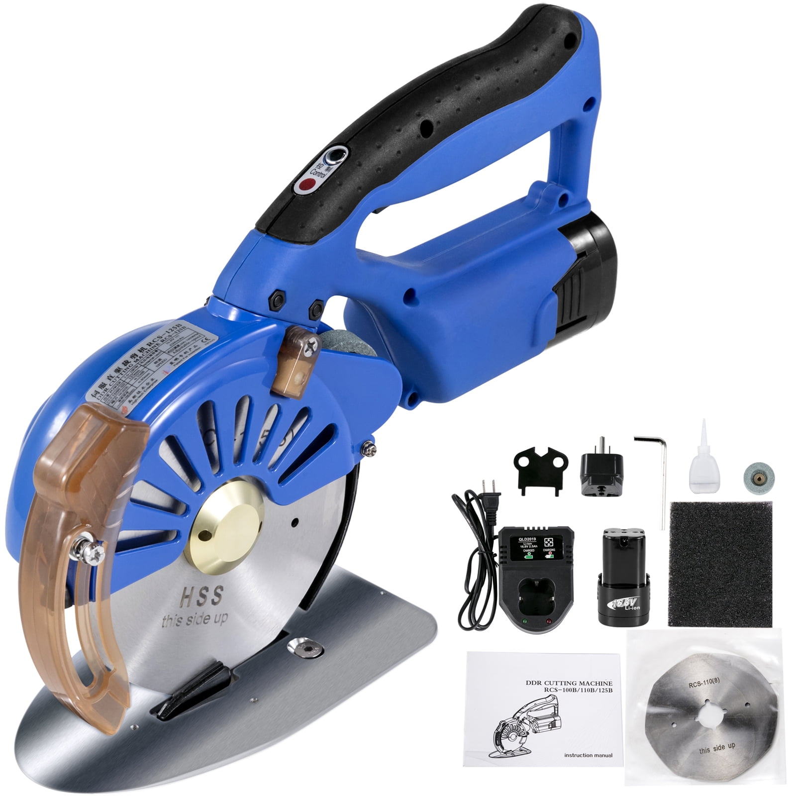 VEVOR Fabric Cutter 100mm Rotary Fabric Cutter 27mm Cutting Height Wireless Electric Rotary Cutter All-copper Motor with Low Noise Adjustable Speed