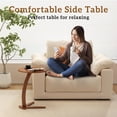 thumbnail image 5 of Wood Round Side Table: 15 '' Modern C Shaped End Table Nightstand with Natural Solid Wood, Small Bedside Table for Living Room, Bedroom, Farmhouse, Small Spaces (Medium), 5 of 13