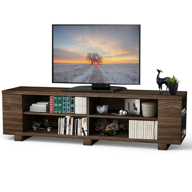 Costway 59 Wood Tv Stand Console Storage Entertainment Media Center W Adjustable Shelf Walmart Com Walmart Com