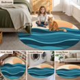 thumbnail image 6 of Ocean Waves Round Living Room Rugs 8 ft, Sun Watercolor Washable Large Area Rug with Non-Slip Sturdy Edge Binding Round Carpet for Dining Room Kitchen Office, 6 of 9