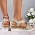 thumbnail image 7 of FAMTKT Women 's Platforms Wedge Sandals Open Toe Ankle Strap Sandals Heel Thick Bottom Fish Mouth Solid Color Roman Sandals, 7 of 7