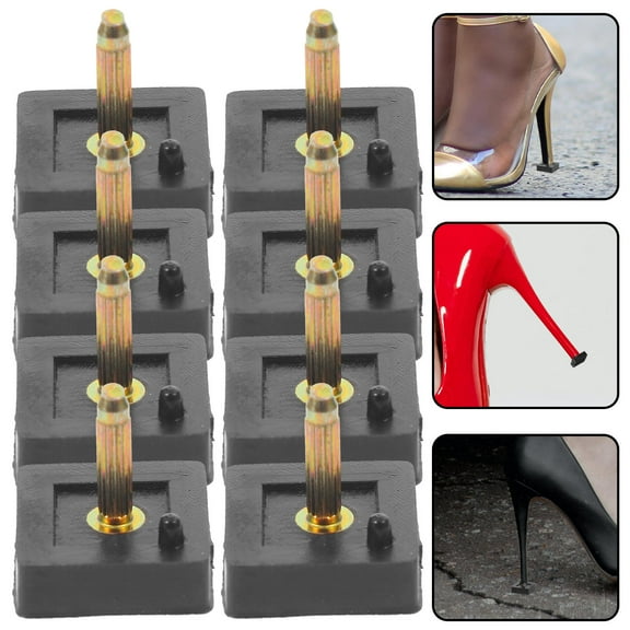 ROSENICE Heel Tips Replacement Kit 5Pairs Black PVC Material Square Shape for Shoe Repair and Fashion Enhancement