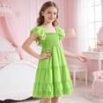 thumbnail image 6 of Gibobby Toddler Girl Dress Toddler Girls Dresses Short Sleeve Butterfly Print Fashion Round Neck Princess Dress for Child Girls(4-5 Years,Light Green), 6 of 7