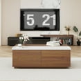thumbnail image 4 of 47" Large Lift Top Coffee Table with Power Outlets & 2 Storage Drawers, Morden Wooden Coffee Table w/Hidden Compartment Storage, Center Lift Coffee Table for Living Room,Walnut&White, 4 of 9