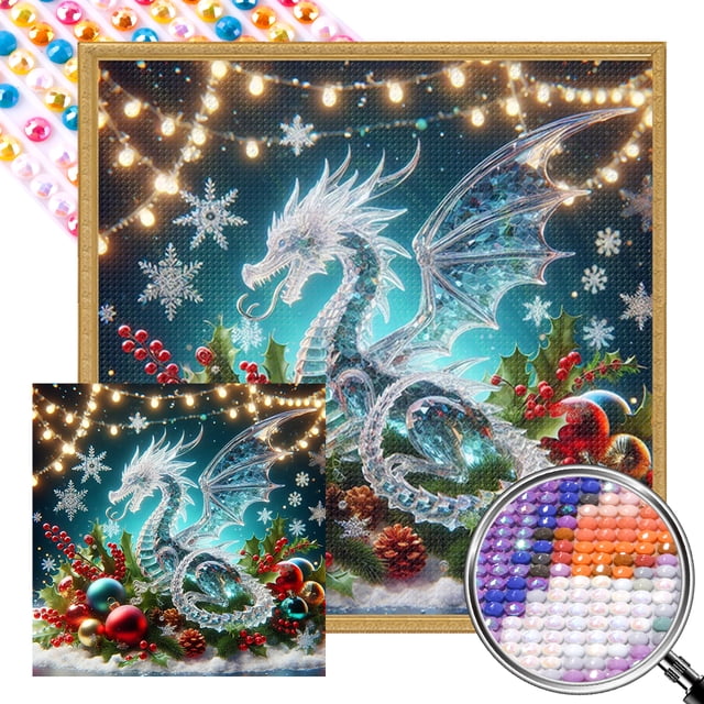 5D DIY Taladro Parcial AB Diamante Pintura Dragón Hielo 45x45cm Blanco