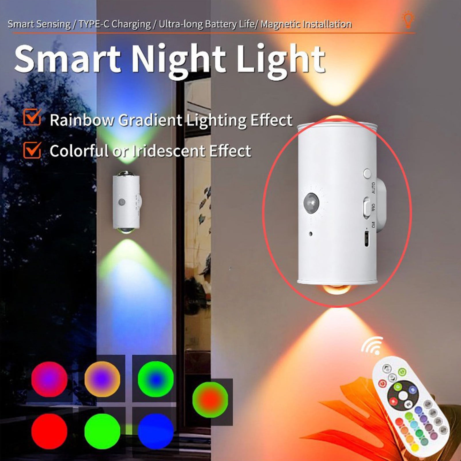 Motion Sensor Night Light Rechargeable Magnetic LED Light for Under Cabinet Closet and Stairway Wireless Cordless with USB Charging for Indoor Home Use