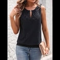 thumbnail image 4 of Blusas de Verano con Ojales para Mujer, Camisetas Sin Mangas con Cuello Redondo, Camisetas para Mujer Negro XXL, 4 of 9