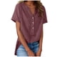 thumbnail image 3 of TaTaai Summer V Neck Casual Top, Women's Half Button Open Front Design, Linen Inspired Short Sleeve Solid Color Shirt Gift, 3 of 9