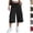 14# Black, variant on Women's Cargo Capris Wide Leg Hiking Pant Cotton Loose Drawstring Casual Summer Travel Comfy Sweatpant with 4 Pockets,Black S