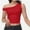 Red, variant on Women One Shoulder Ruched Crop Tank Tops Casual Off The Shoulder Twist Strap Summer Tanks Tops Going Out Crop Shirts
