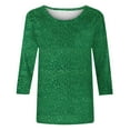 thumbnail image 5 of Elvqul Green T-Shirts for Women Plus Size Crew Neck Comfortable Blouses 3/4 Sleeve Tops Graphic Young Adult T-Shirts, 5 of 5