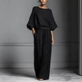 thumbnail image 5 of 2 Piece Sets for Women Dressy Business Casual 3/4 Bell Sleeve Top & Wide Leg Pants Office Work Party Outfits (XL, Black), 5 of 6