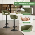 thumbnail image 5 of Adjustable Bar Stools, 360-Degree Swivel Barstools with Open Back and Arms, PU Leather Counter Height Island Chairs with Square Footrest for Pub Kitchen Dining Room, Olive Green, 5 of 13