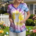 thumbnail image 2 of GEWSEY Scrubs for Women V Neck Short Sleeve Easter Printed Tops Cartoon Pattern Plus Size Nursing with Pockets (Purple, S), 2 of 7