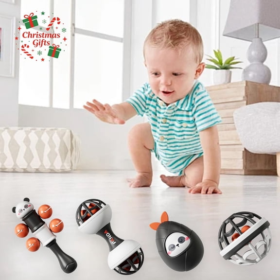 Toys Under 5$ Infant Sensory Baby Rattle Toys for 0-6-12 Months, Early Development Toy for Babies 0-3 Months, Easy Grip Rattle, Tactile Response Shaker, Newborn Sensory Play Gift