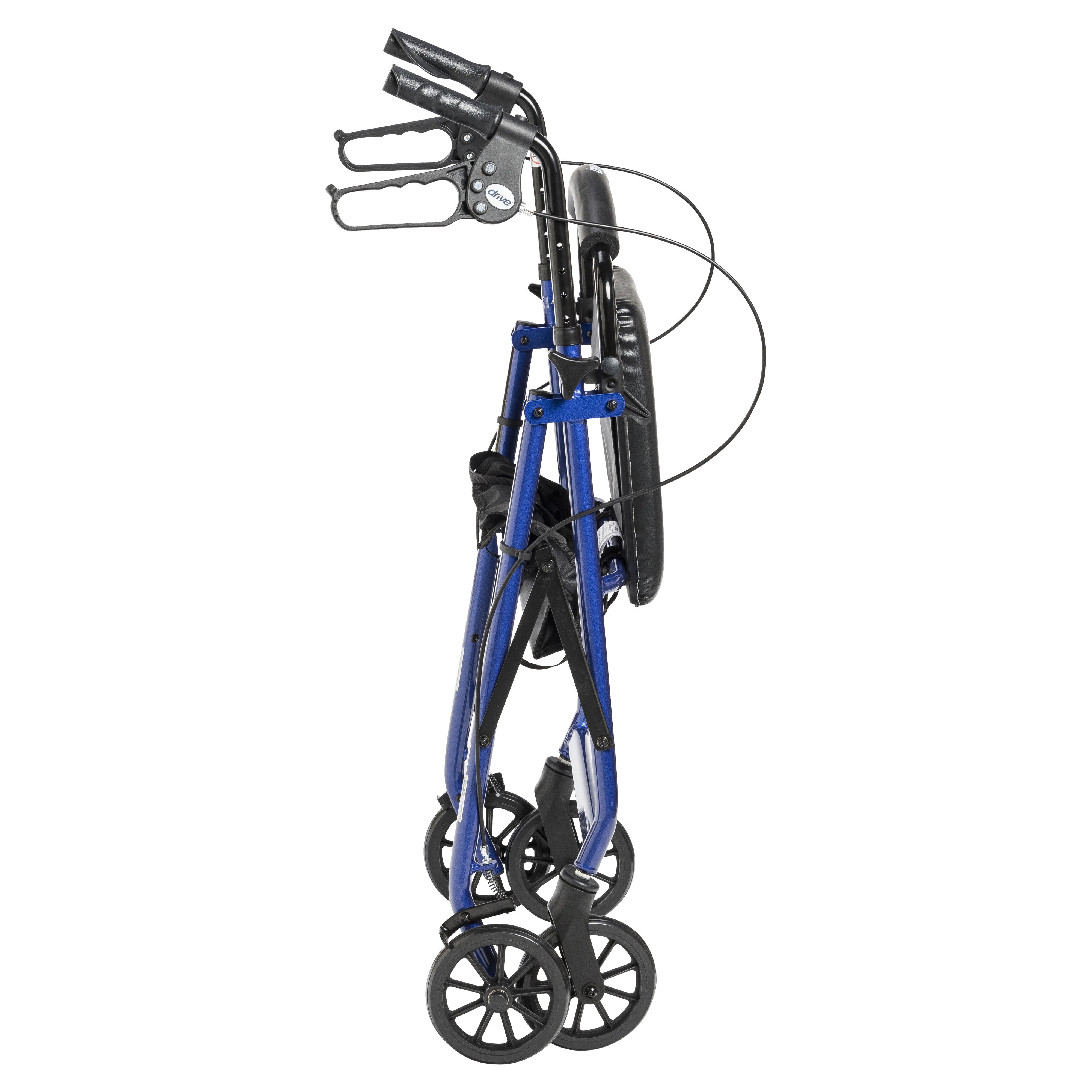 Drive Medical Rollator Rolling Walker with 6" Wheels, Fold Up Removable Back Support and Padded Seat, Blue