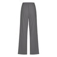 thumbnail image 5 of WULMLEO Linen Pants Women Spring Summer Dressy Casual High Waisted Drawstring Pant Cotton Straight Leg Lounge Trousers Gray 2XL, 5 of 5