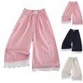 thumbnail image 5 of Mnyotv Girls Lace Hem Wide Leg Pants Ruffle Elastic Waisted Trousers Summer Clothes Casual Breathable Pants Size 3-4Y, 5 of 5