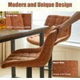thumbnail image 3 of NORDICANA Swivel Barstools Set of 2, Brown Leather PU Bar Stool Adjustable Height with Cozy Backrest for Bar, Pub, 3 of 7