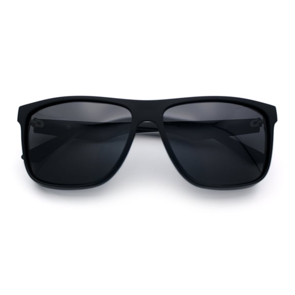 Mens Polarized Color Mirror Windbreaker Horn Rim Plastic Sunglasses All Black