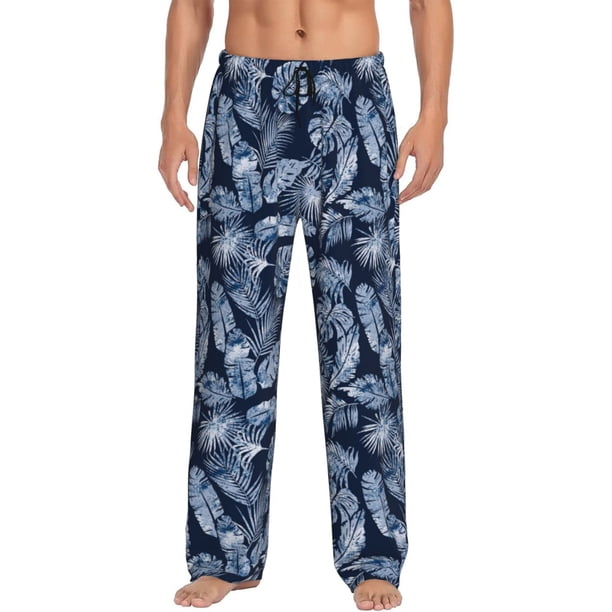 Fotbe Tropical Leaves Pantalones de Pijama para Hombre, Pantalones de Dormir, Pantalones de Casa con Cintura Ajustable y Bolsillos-X-Large