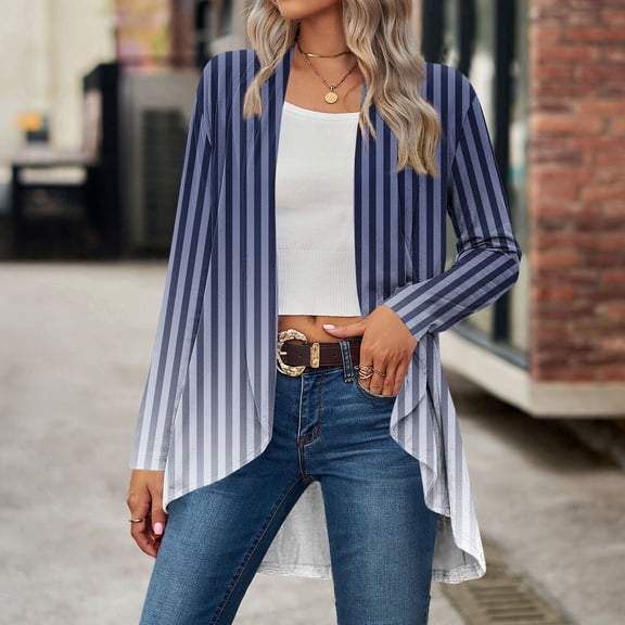 Guieoi Jackets for Women Winter Lightweight Women Fashion Casual Solid Color Loose Long Sleeve Cardigan Coat Tops Blue Black*Friday/Cyber*Monday Clearance