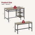 thumbnail image 2 of Roromall Dining Table Set for 4, Kitchen Table Set with 2 Benches, Rectangular Table with Wine Rack & Storage Shelves, 3 Piece Dining Table Set for Small Space, 2 of 6