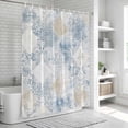 thumbnail image 6 of Blue Beige Floral Long Shower Curtain Set, Waterproof Shower Curtains for Bathroom, Vintage Smear Abstract Art Washable Fabric Cloth Bath Curtain for Bathtub Decoration with Hooks 72x84 Inches, 6 of 6