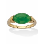 PalmBeach Jewelry Oval Cut Genuine Green Jade Ring .12 TCW 14k Gold-Plated Sterling Silver