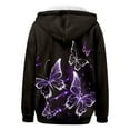 thumbnail image 4 of XIAONU Cozy Zip Up Hoodie For Women Long Sleeve Drawstring Hooded Butterfly Print Sweatshirt Soft Trendy Daily Outing Hoodies, 4 of 5