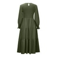 thumbnail image 5 of Fesfesfes Women Dress Fall Winter Long Sleeve Round-Neck Solid Long Dress or, 5 of 6