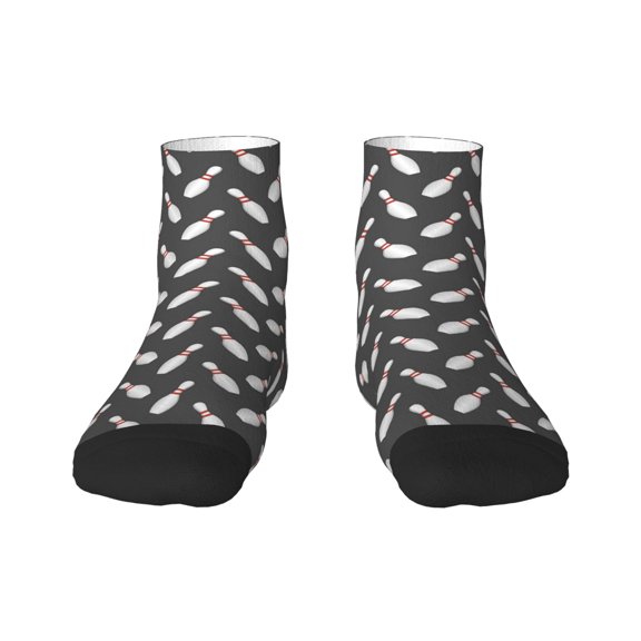 Fuzoiu Bowling Pins Print Adult Socks, Crew Moisture-wicking Socks, Unisex Cushion Crew Socks,Casual Sports Ankle Socks