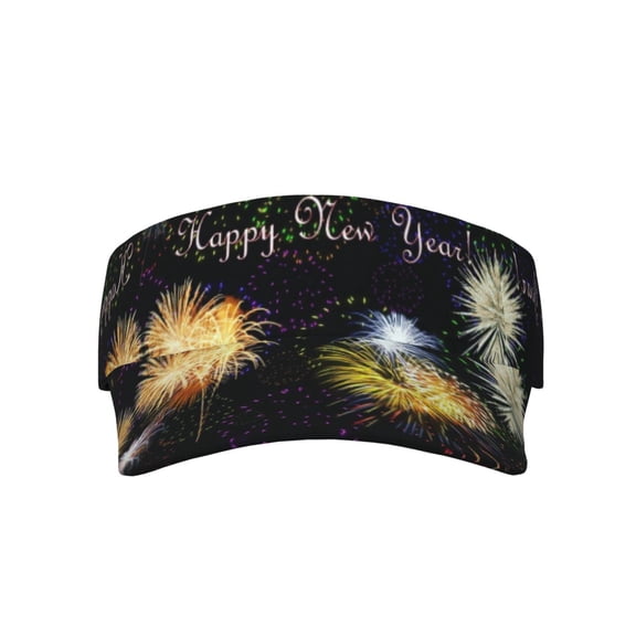 Firework Happy New Year Visor Hats Adjustable Beach Sun Visors Sports Outdoor Visor For Women Men