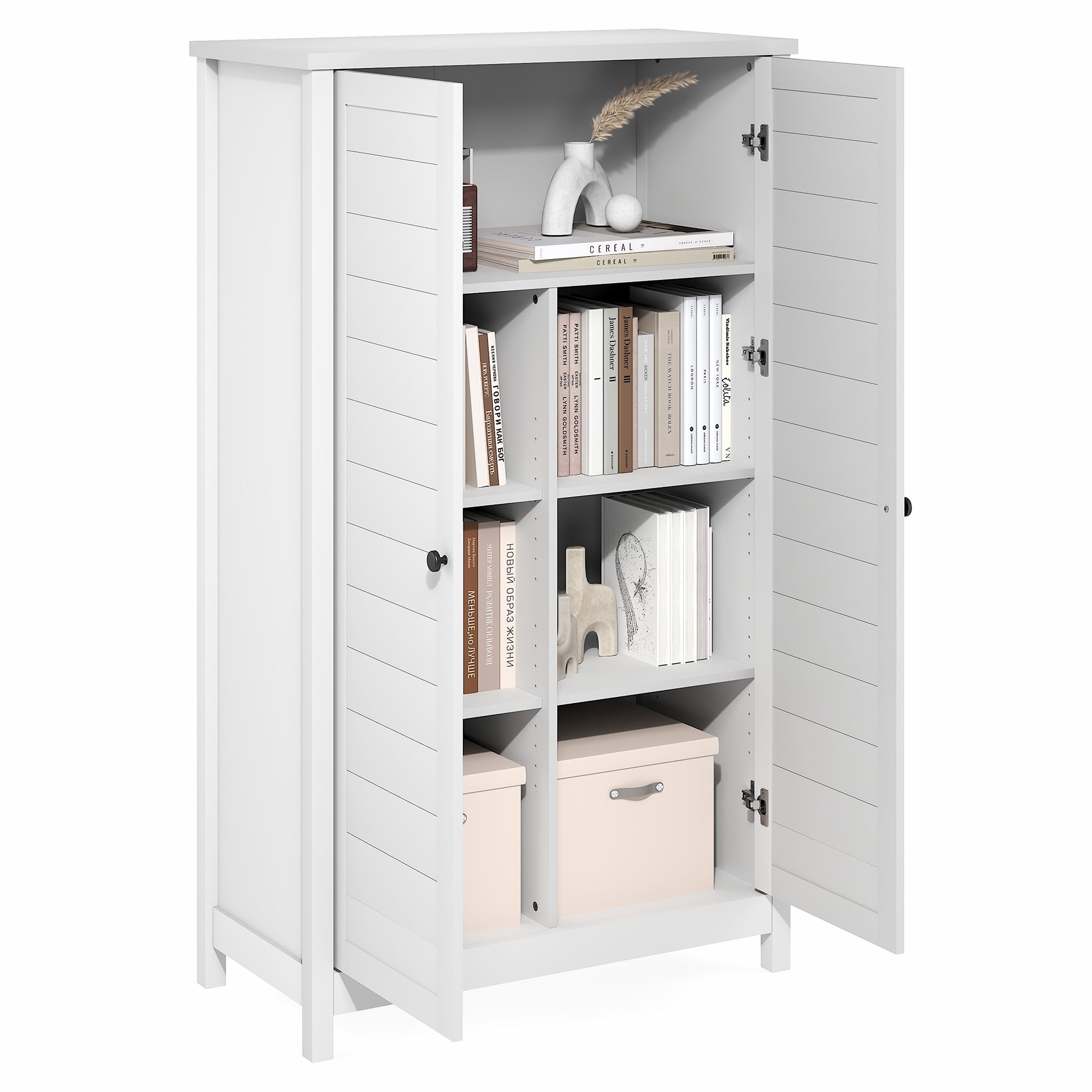Furinno Robin Storage Kitchen Cabinet with 2 Doors 60H in White