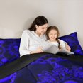 thumbnail image 4 of Castle Fairy Dark Royal Skull Full Size Comforter Sets 3-Piece,Chain Vintage Damask Square Pattern Bedding Comforter Set,Violet Blacks,1 Comforter and 2 Pillowcases,Black Reversible, 4 of 6