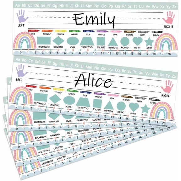 PH 40pcs Name Plates Big Name Tags Paper Name Labels Writable Name Stickers Adhesive Name Dectors for Kindergarten Primary School Classroom Desk Settings School Supplies 12x3.9 Inch Colorful