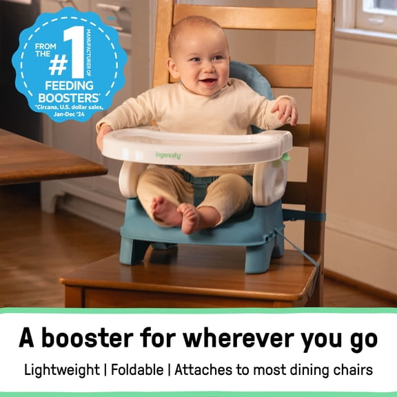 Ingenuity Deluxe Comfort Folding Baby Booster - Adjustable Height - Cushioned - Lightweight - 6M-3Y