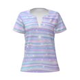 thumbnail image 2 of Fuzoiu Striped Gradient Print Women's V-Neck T-Shirt,Women's Short Sleeve Top, Comfortable for Work, Leisure, and Sports, 2 of 7