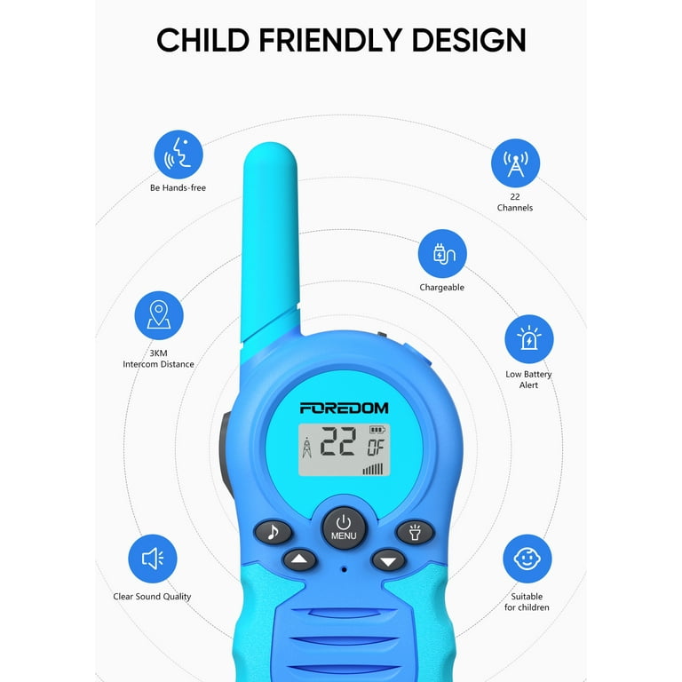FOREDOM FD688 Rechargeable Walkie Talkies for Kids with Flashlight
