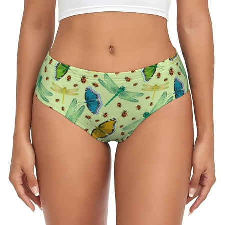 Womens Underwear - Dragonfly Butterfly Ladybird No Show Seamless Underwear for Women  Kawaii Soft Stretch Women s Panties  Hipster Ladies Panties Bikini Underwear Briefs
