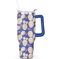 thumbnail image 2 of 40oz Cactuses Pink Stainless Steel Flip Straw Tumbler Spill Proof Travel Cup Double Wall Vacuum Insulated Coffee Mug with Top Handle, 2 of 6
