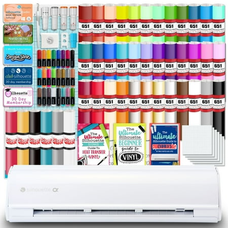 Silhouette White Cameo 5 Alpha w/ Advanced Blade Pack, 38 Oracal Sheets, HTV