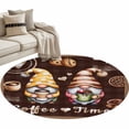 thumbnail image 2 of Round Area Rug 3ft,Coffee Time Gnomes Washable Carpet Non-Slip Runner Accent Rugs Indoor Floor Mat for Bedroom Living Room Decor,Ququ Cookies Donut Dwarfs, 2 of 9