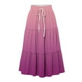 thumbnail image 2 of WRKEKC Long Skirts for Women Summer, Casual Skirts for Women, Women's Trendy Casual Ladies Comfy Gradient Printed A-Line Elastic Waist Pleated Long Skirts with Drawstring, 2 of 8