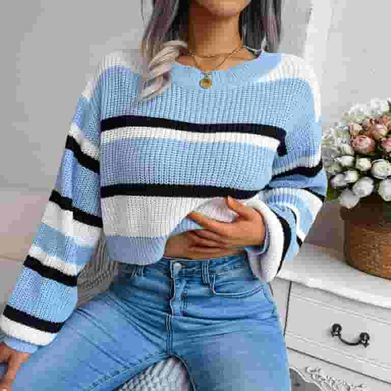 Juebong Cropped Sweater Tops for Women Casual Solid Round Juebong Cropped Sweater Tops for Women Casual Solid Round