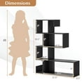 thumbnail image 3 of Giantex S-Shaped Bookshelf, Geometric Bookcase w/Open Shelves, Wood Standing Shelf, Black, 3 of 8