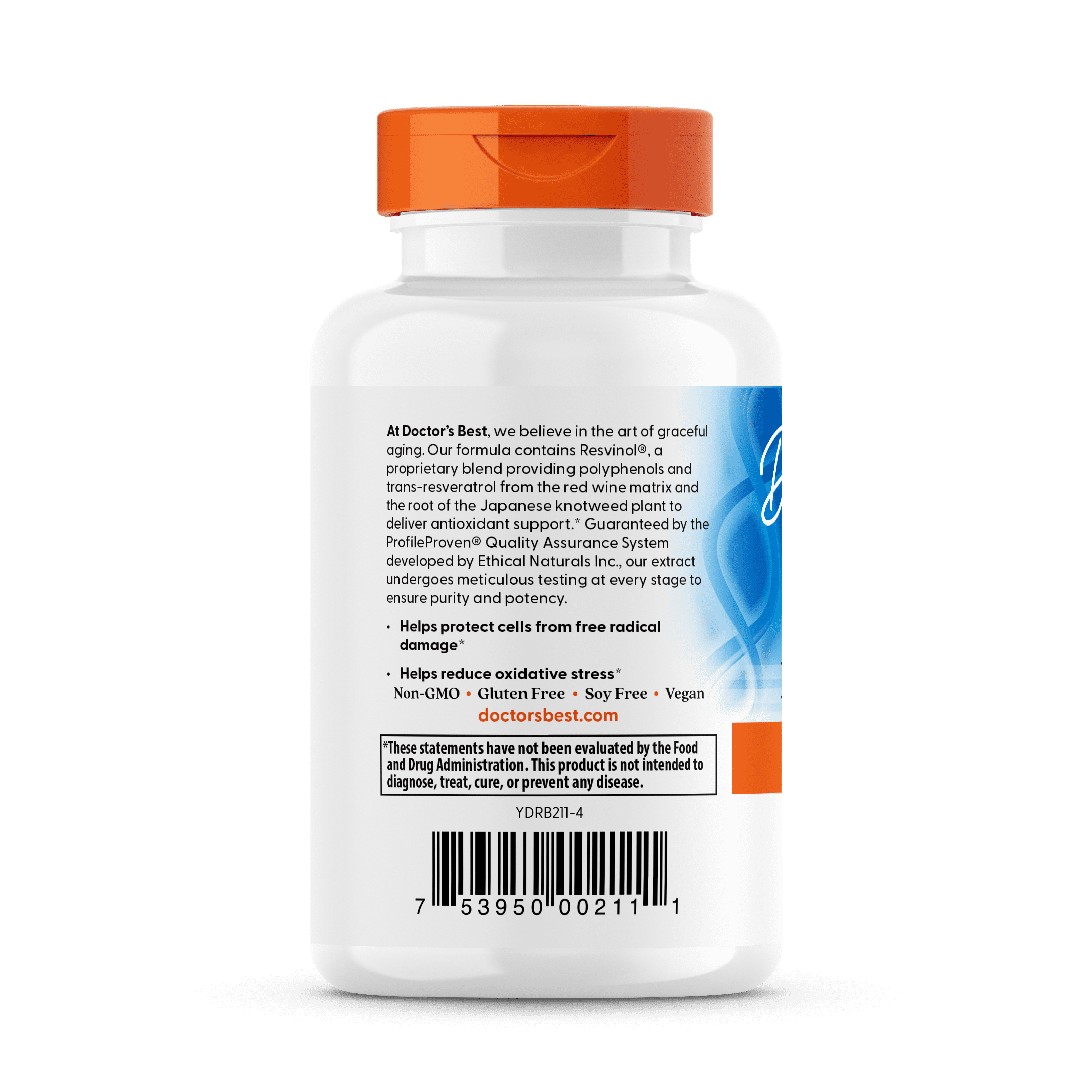 Doctor's Best Trans-Resveratrol with ResVinol, Non-GMO, Vegan, Gluten Free, Soy Free, 200 mg, 60 Veggie Caps