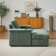 thumbnail image 4 of Timbernest 82.7" Convertible Sectional Sofa, U-Shaped Cloud Couch for Living Room, Corduroy Deep Seat Sleeper Sofa Lounge Chair (Green, 3 Seater with 2 Ottoman), 4 of 11